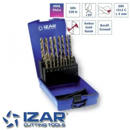 SK0122931-FR20260707-142325-0 coffret 19 forets HSSE 5%Co metaux durs de 1 à 10 mm par 0.5 mm Izar