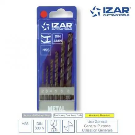 SK0122935-FR20260707-142325-0 coffret 6 forets HSS DIN338N Izar de 2 à 8 mm