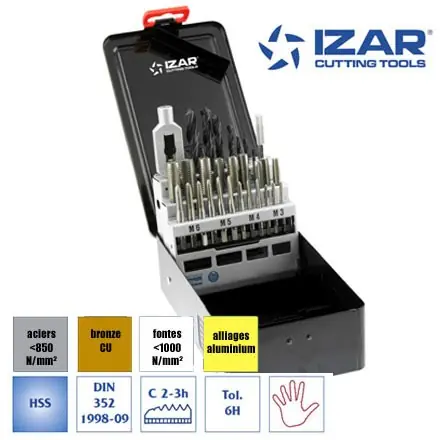 coffret tarauds à main HSS Izar metrique M3 à M12