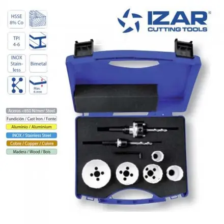coffret trépans Izar HSSE 8%Co bimétal TPI 4-6 de 25 à 64 mm