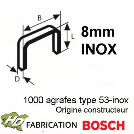 1000 agrafes INOX 8 mm type 53 Bosch