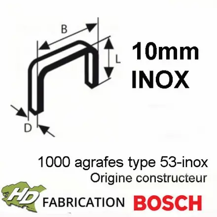 1000 agrafes INOX 10 mm type 53 Bosch
