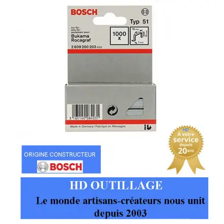 1000 agrafes acier 14 mm type 51 Bosch