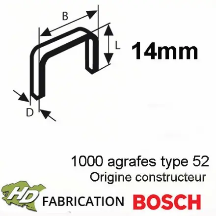 1000 agrafes acier 14 mm type 52 Bosch