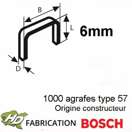 1000 agrafes acier 6 mm type 57 Bosch