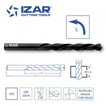 SK0123118-FR20260707-142325-0 foret HSS metal DIN338N 3 à 10 mm Izar - coupe à gauche