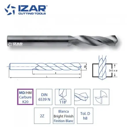 SK0123127-FR20260707-142325-0 foret carbure MD/HM K20 Izar 2Z extra-court de 1 à 16 mm