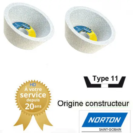 2 meules boisseaux coniques 100x40x32 mm NORTON 38A