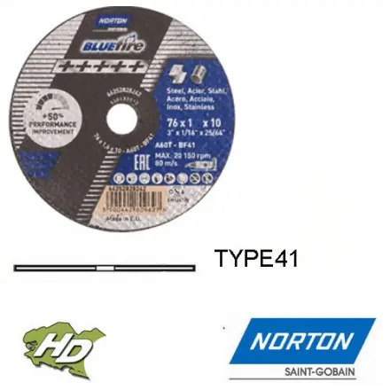 SK0123284-FR20260707-142325-0 disque à tronçonner Norton Blue fire 76x1x10 mm (lot de 50)