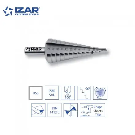 SK0123286-FR20260707-142325-0 foret étagé HSS Izar capacités de 4 à 60 mm