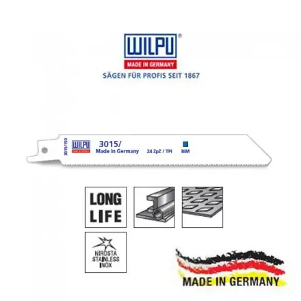 Lame scie sabre 3015 Wilpu bimétal (Pack de 5) acier inox 150x19 mm 24 TPI