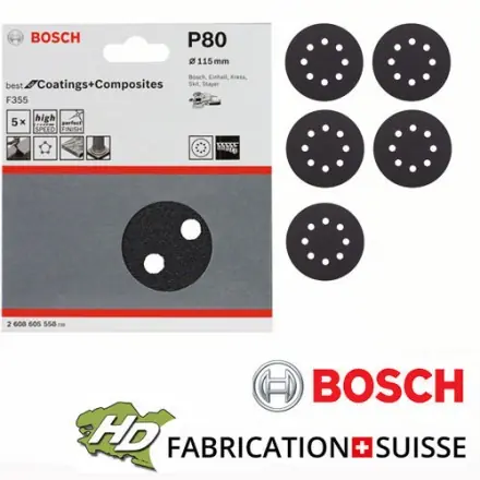 disque Bosch carbure de silicium 115mm 8 tr grain 80 à 1200