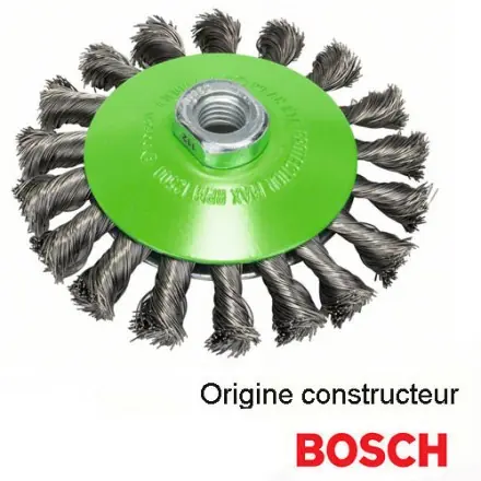 brosse conique 115 mm fils torsadés en inox Bosch pour meuleuse