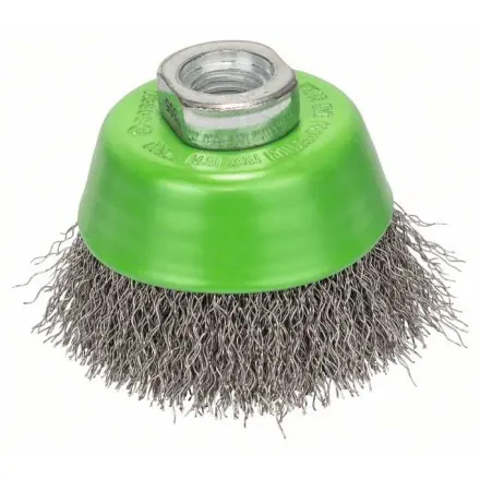 brosse boisseau, à fils ondulés inox 75 mm Bosch pour meuleuse