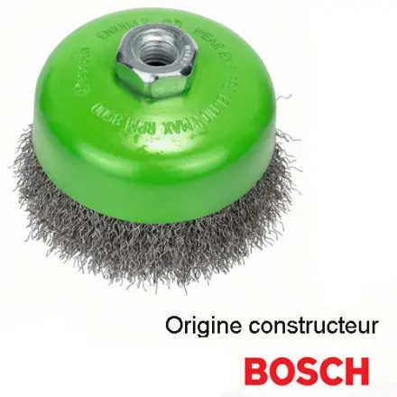 brosse boisseau, à fils ondulés inox 100 mm Bosch pour meuleuse