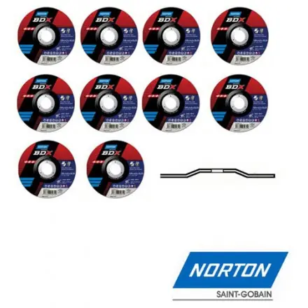 10 disques à ébarber 115x6,5 mm Norton BDX 66252828038