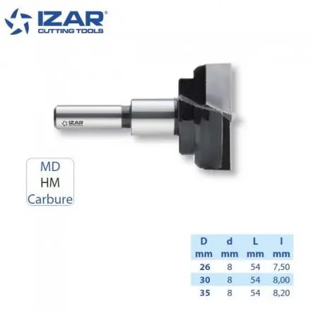 mèche à façonner carbure MD HM Izar pour charnière de 26 à 35 mm