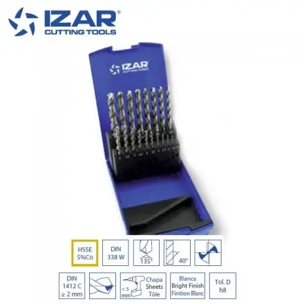SK0123611-FR20260707-142325-0 coffret 19 forets HSSE-5%Co Izar pour inox de 1 à 10 mm par 0.5 mm