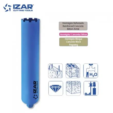 trépan couronne diamant Izar pour béton armé de 32 à 300 mm