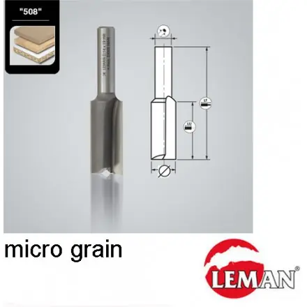 mèche à rainer droite HM micrograin D. 16 mm 2 tranchants LEMAN