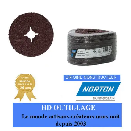 disque fibre 125 mm grain 16 à 120 corindon NORTON F100