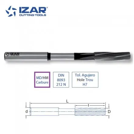 alésoir machine carbure MD HM Izar queue cylindrique de 2 à 12 mm