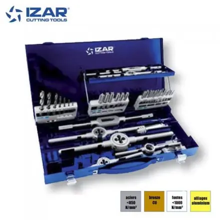coffret tarauds et filières à main + foret HSS Izar metrique M3 à M12
