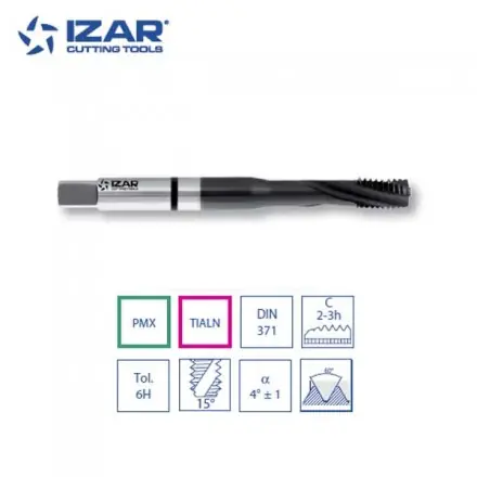 Taraud machine hélicoïdal Izar PMX TiAlN métrique métaux durs de M3 à M10