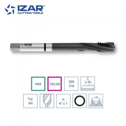 Taraud machine hélicoïdal Izar PMX TiAlN métrique métaux durs de M12 à M20