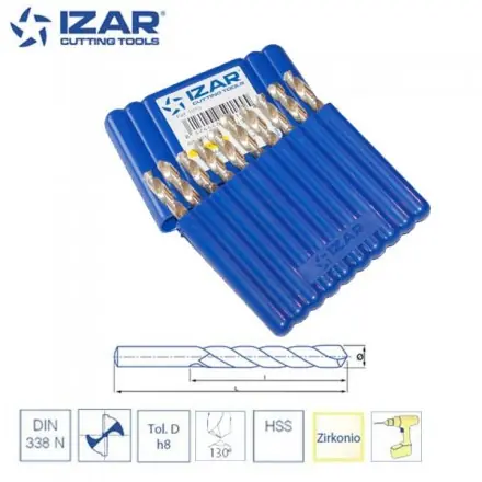foret HSS-Zirkonio DIN338N 2 à 8 mm Izar (boîte de 10)