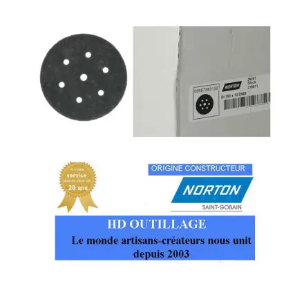 20 disques non tissés Norton Clean & Blend 150x14mm grain micro fin Gris