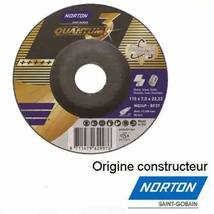 disque à ébarber l‘inox 115x7 mm norton 66253371361