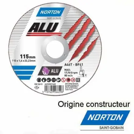 disque à tronçonner l‘alu 115x1,6 mm Norton 66252828233