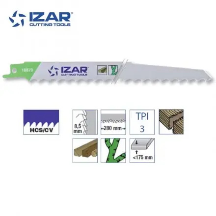 Lame scie sabre Izar S1617K (lot de 5) HCS/CV 300 mm TPI 3