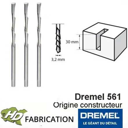 3 fraises en spirale multi-usages Dremel 561