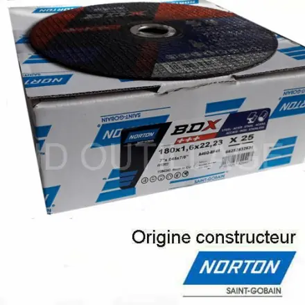 25 disques à tronçonner Norton BDX 180x1,6 mm