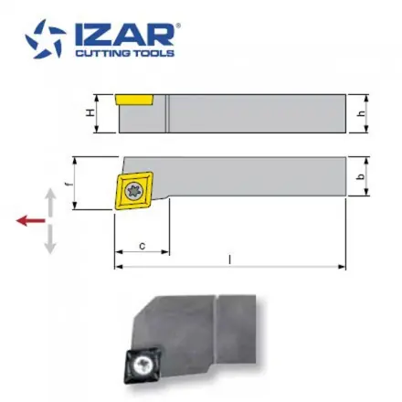 porte-outils à plaquettes S-SCL-95° Izar tournage section 8x8 rot. droite