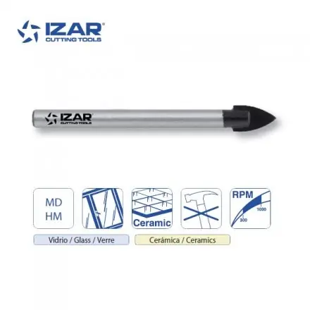 foret en pointe Izar carbure MD/HM pour verre, céramique de 3 à 10 mm