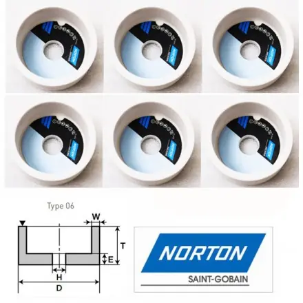 6 meules boisseaux droites 80x40x20 mm NORTON 38A