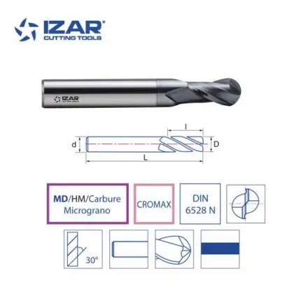 fraise finition carbure MD/HM sphérique Izar de 2 à 20 mm
