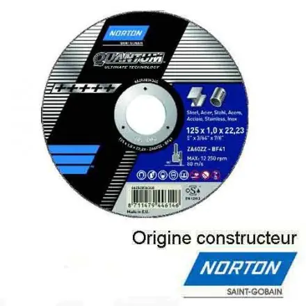 25 disques à tronçonner 125x1,6x22,23 mm QUANTUM Norton