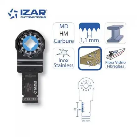 lame outil-multifonctions Starlock Izar carbure 20mm pour inox