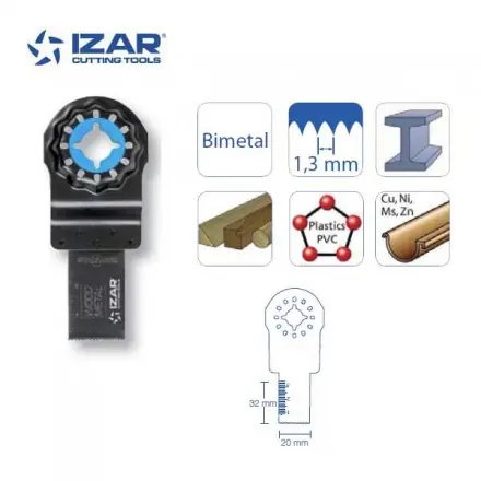 lame droite outil-multifonctions Starlock Izar bimétal 20 mm