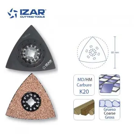 plateau de ponçage triangulaire concrétion carbure Starlock Izar 93 mm