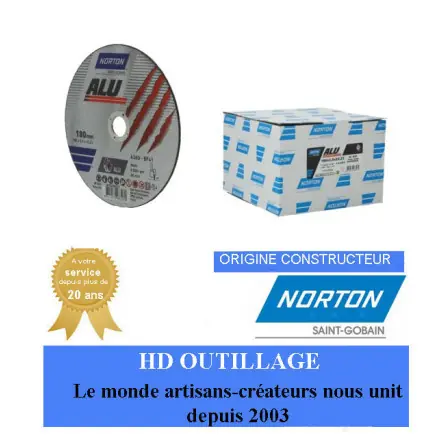 25 disques à tronçonner alu 180x2,5 mm Norton 66252828229