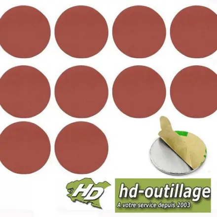 10 disques abrasifs autocollants 250 mm sans trou (grain 40 à 220)