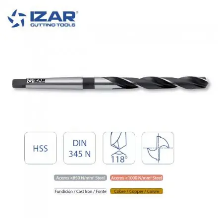 foret queue cône morse CM HSS Izar DIN 345N de 20.25 à 30 mm
