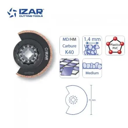 lame segmenté à concrétion carbure MD/HM Starlock Izar 70 mm