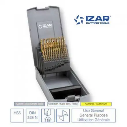coffret 50 forets HSS-TIN Izar de 1 à 5.9 mm par 0.1 mm