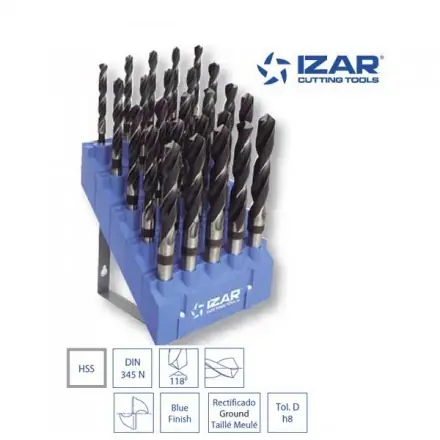coffret 25 forets HSS cône morse CM Izar DIN 345N de 14 à 30 mm